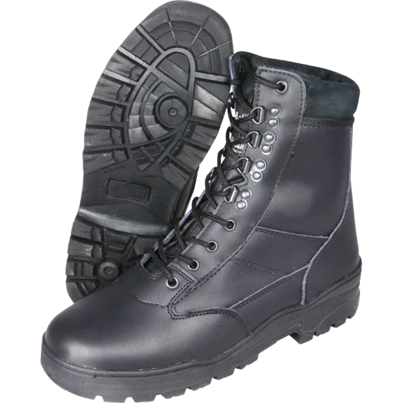 Mil-Com All Leather Army Style Boots Black - MC001