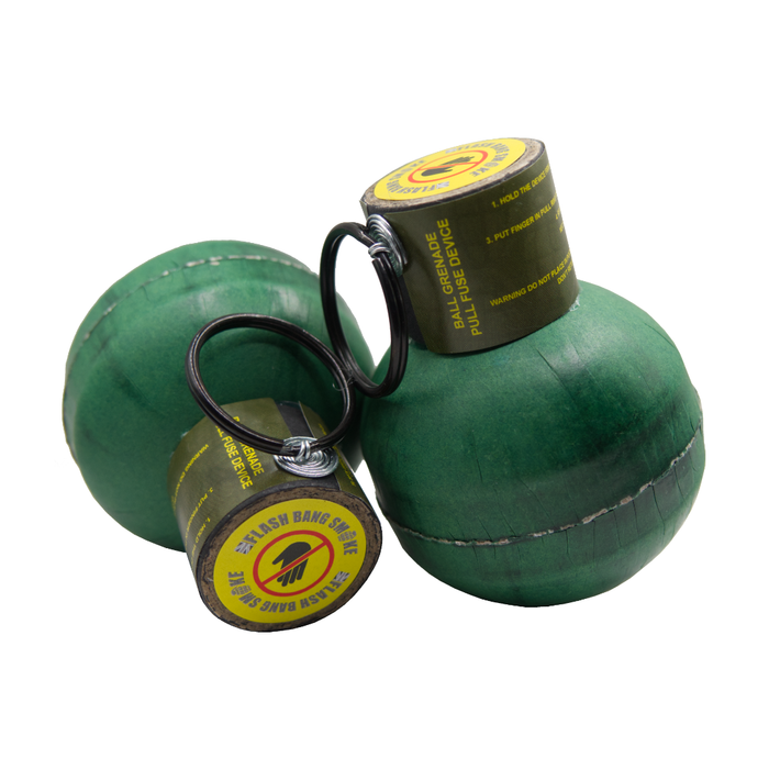 Flash Bang Smoke MK4 Ball Grenade -FB005   (Pull Fuse Version) with “hard peas”