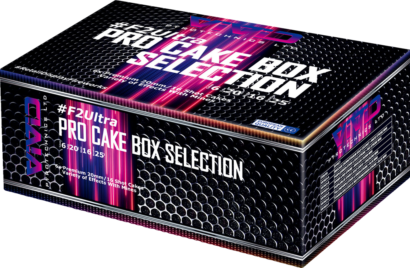 Vivid F2 Ultra Pro Cake Selection - VIV16CA – Pyrotex Fireworks Vivid F2 Ultra Pro Cake Selection - VIV16CA – Pyrotex Fireworks